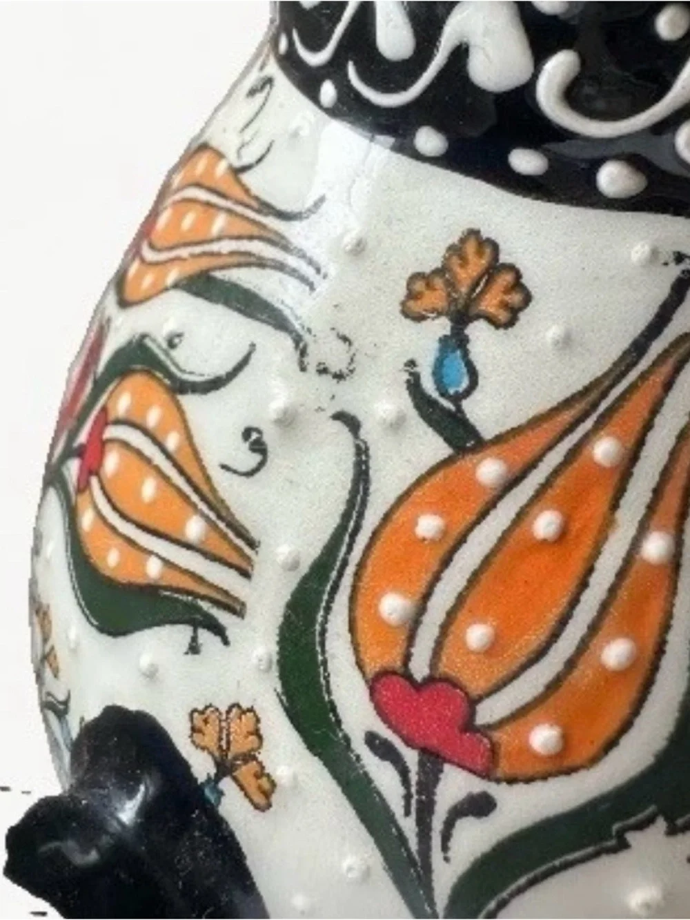 Nakkas Cini Hand Painted Turkish Ceramic Pitcher Flower Pottery Stunning